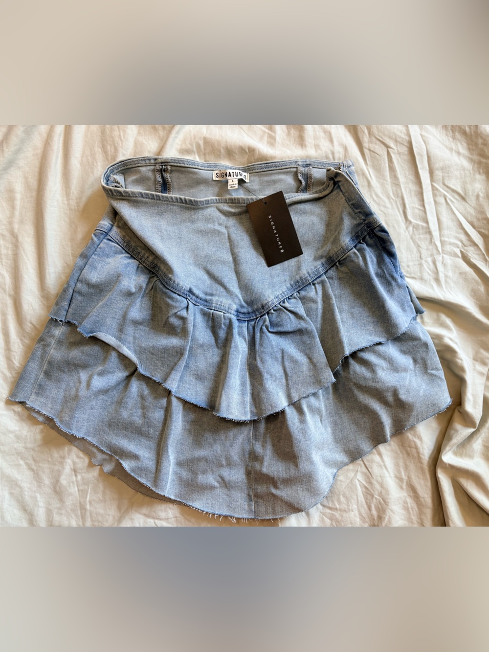 Y2K Denim Ruffled Mini Skirt size L